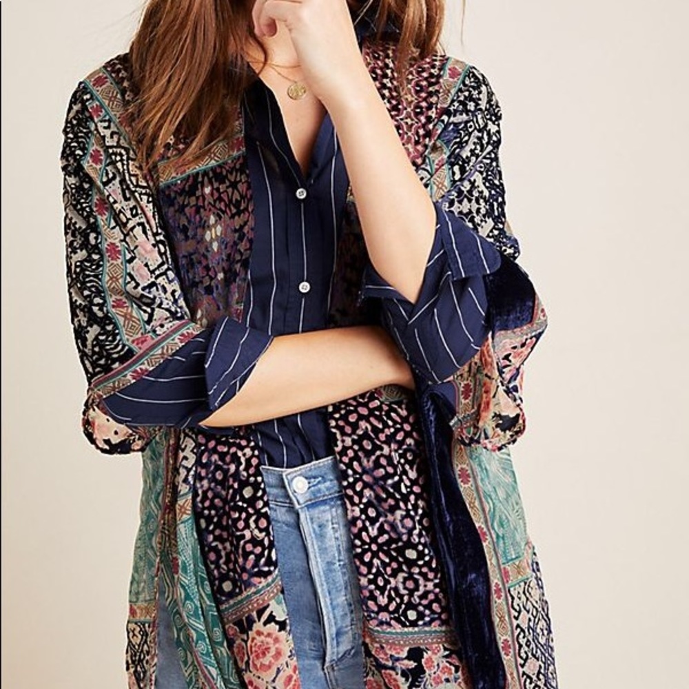 Anthropologie ‘Frida’ burnout velvet kimono OS